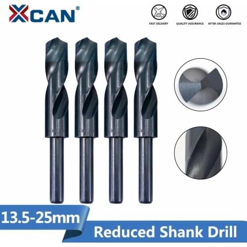XCAN Twist Drill Bit Reduced Shank 1/2'' Nitride Coated Metal Hole Drilling Cutter Gun HSS Drill Bit