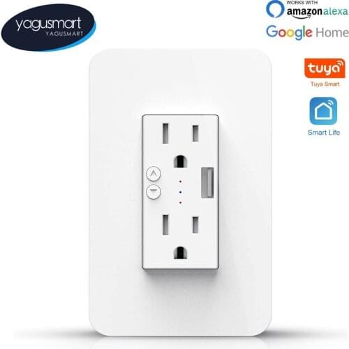 Smart WiFi Wall Outlets US 15A Electrical Socket Plug with USB Charger Tuya WiFi Control Alexa Google Home Voice Control