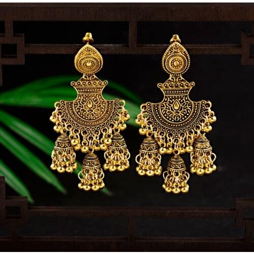 Bohemian Gypsy Indian Style Bollywood Accessories Alloy Unusual Gift Hollow Girl Ladies Vintage Tassel Earrings 2021 New