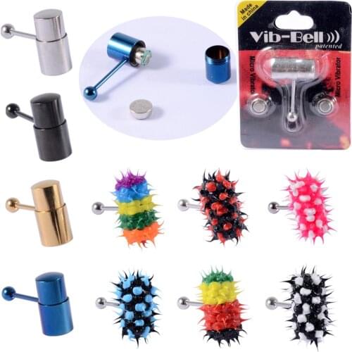 Silica Gel Vibration Tongue Piercing Stainless Steel Vibration Massage Tongue Rings Men Punk Body Piercing Tongue Decoration