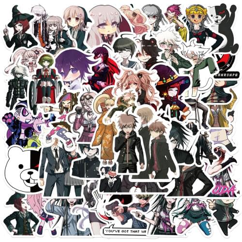 10/50Pcs Japanese Anime Danganronpa Sticker For Suitcase Refrigerator Guitar Luggage Scrapbook DIY Waterproof Graffiti Sticker