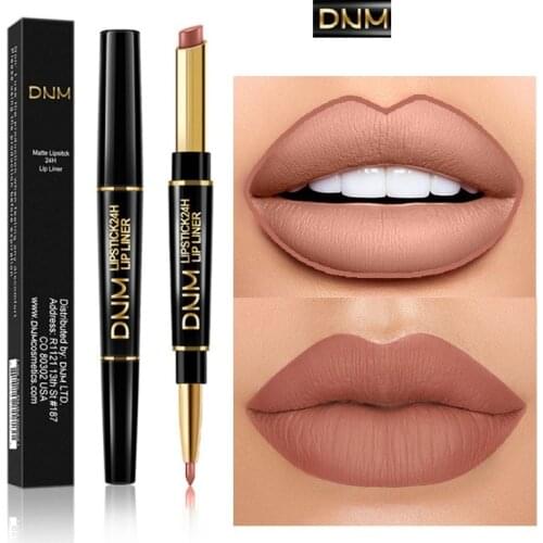 New 2 IN 1 Lip Liner Matte Lipstick Pencil Contour Lip Tint Waterproof Sexy Red Lasting Moisturizer Lipliner Cosmetics Hot TSLM1