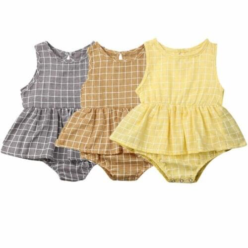 2019 Summer Toddler Kids Baby Girls Clothes Sleeveless Bodysuits Cotton&Linen Bodysuit Outfits