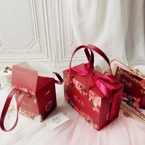 2020 Red Kawaii Floral Packaging Bags Florist Gift Packaging Box Sugar Containers Gift Bag Box for Party Baby Shower Paper Case