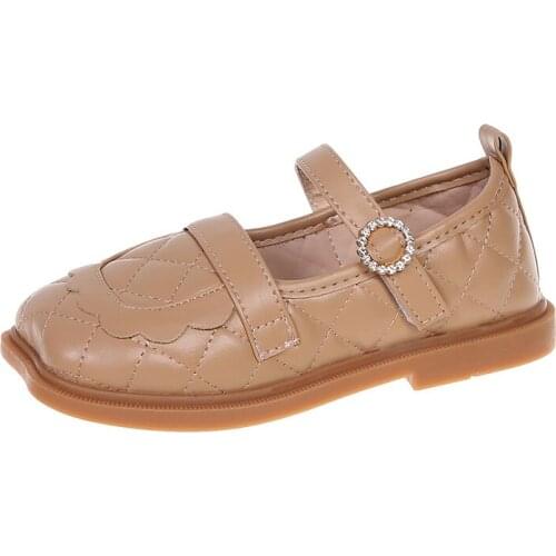 2021 Girls' Leather Shoes Summer Causal Flats British Style Fashion Soft-soled Peas Shoes Sweet Students Shoes All-match 23-34