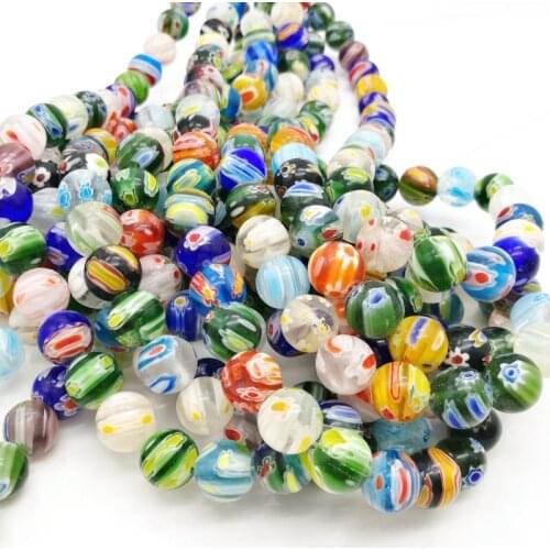4 strand 10MM round mixed color glass beads DIY handmade jewelry accessories thousand flowers and glass loose beads