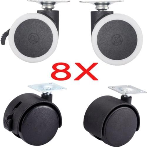 8 Pieces 1.5 Inch Wheel Furniture Wheels Caster Swivel Castor 360 Rotatable Universal Rollers Mute Rubber Protective / Plastic