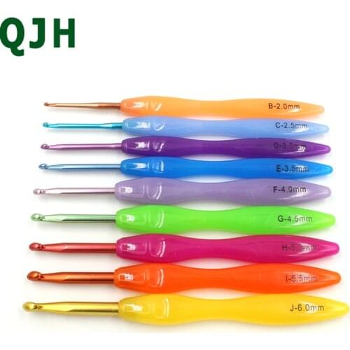 9pcs/set High Quality Metal Crochet Template DIY Craft Multicolor Kit TPR Aluminum Knitting Needles Smooth handle 2.0mm-6.0mm