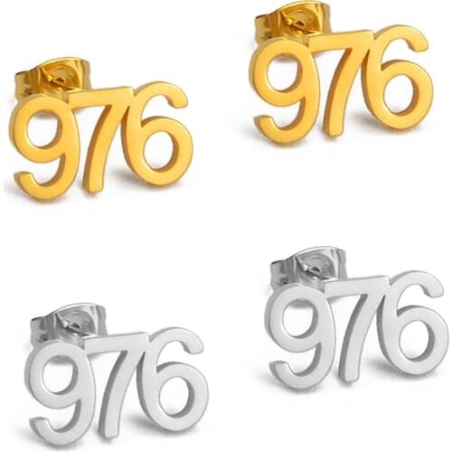 Anniyo (1.5cm wide and small size) France Mayotte Mamoudzou 976 Number Stud Earrings Jewelry #214821