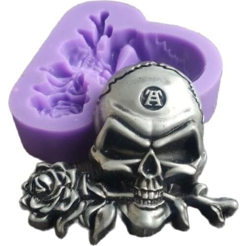 Skull Rose Silicone Mold For Fondant Chocolate Epoxy Sugarcraft Mould Pastry Baking Cupcake Shop Decorating Kitchen Accessories