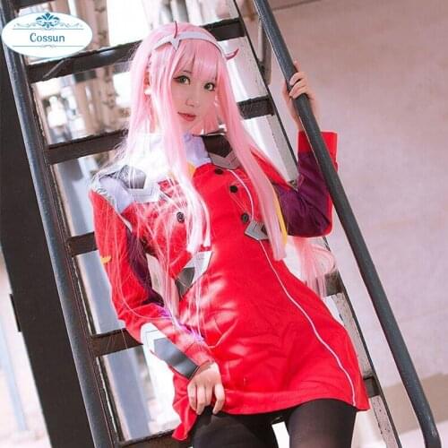 Cossun Game DARLING Zero Two Cosplay Costume Dress DARLING in the FRANXX 02 Cosplay Costume Women Cosplay Sexy Dress Headband