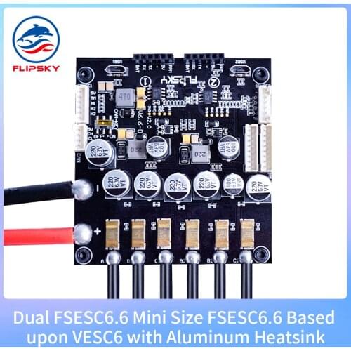 Mini Size Electronic Speed Controller Flipsky Dual FSESC6.6 with Aluminum Heatsink Open Source Project Fit with VESC6 Software