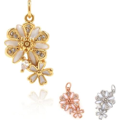 Enamel Flower Charm Pendant Necklace Fashion Exquisite Accessories DIY Jewelry Production Supplies