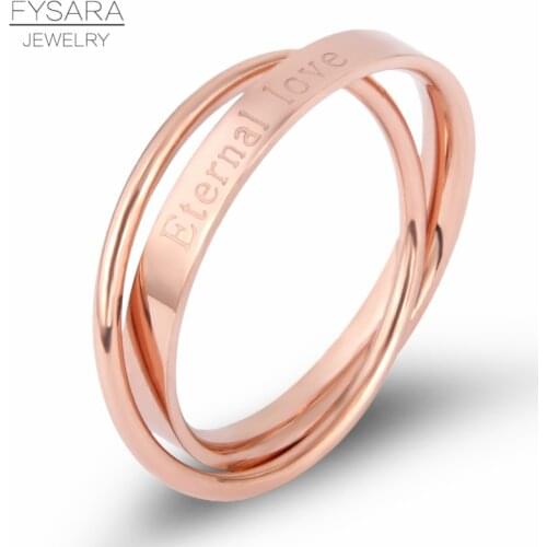 FYSARA Luxury Brand Two Circles Layers Rings For Women Letter Eternal Love Ring Stainless Steel Jewelry Wedding Rings New 2019