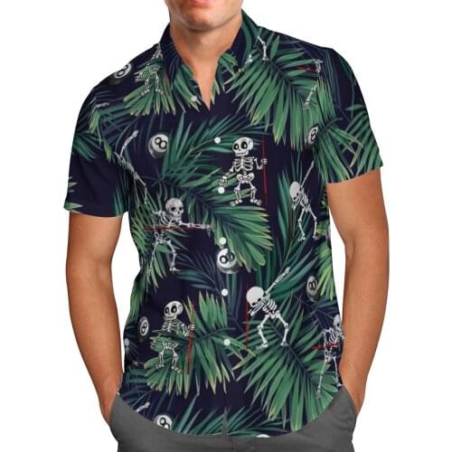Anime Skull Shirts 3D Beach Hawaiian 2021 Summer Shirt Short Sleeve Shirt Streetwear Oversized 5XL Camisa Social Chemise Homme-9
