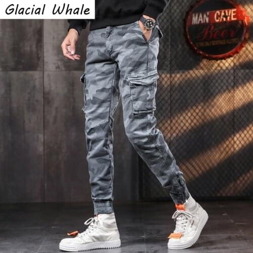 GlacialWhale Mens Cargo Pants Men New Camouflage Joggers Male Hip Hop Streetwear Trousers Jogging Multi-pocket Pants For Men