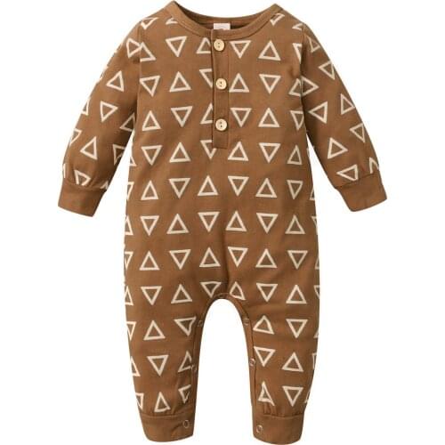 Clothes For Newborns Baby Romper Triangle Print Long Sleeve Round Neck Cotton Jumpsuit Autumn Clothing Kids 0-18M Unisex Baby