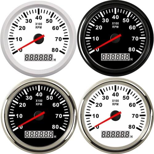 Boat Tachometer Marine Tacho 8000 RPM Meter Gauge LCD Hourmeter 12V/24V 85mm digital speedometer car gauge display digital inter
