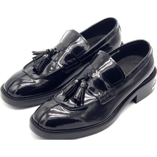 New black loafers slip on shoes for men fashion waking shoes tassel solid men shoes business shoes