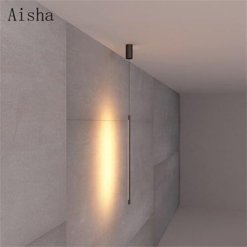 Minimalist Bedroom Bedside Pendant Light Modern Living Room TV Wall LED Pendant Lamp Geometry Line Strip Hanging Light Fixtures