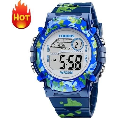 Male Camouflage Blue Watches Men Colourful Led Luminous Digital Watch For Boys Silicone Strap Sport Waterproof Wristwatches New