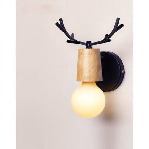 The Nordic log antlers corridors aisle wall lamp creative personality sitting room background of bedroom the head