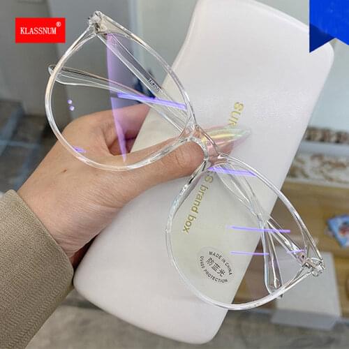 1pc Transparent Computer Glasses Frame Women Men Anti Blue Light Round Eyewear Blocking Glasses Oversize Frame Eyeglass Office