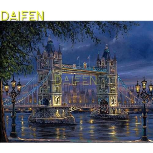 Full Round Diamond mosaic Full Square Diamond embroidery Tower Bridge London Street light DIY 3D Diamond painting Cross stitch