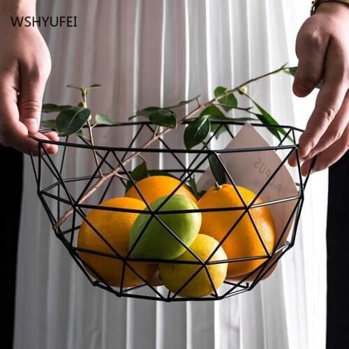 Simple household fruit basket wrought iron creative living room desktop storage basket hollow snack tray storage basket