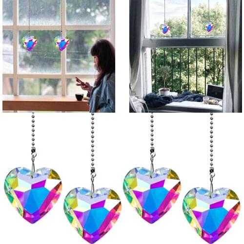 Rainbow Crystal Heart ing Glass Love Rear View Mirror for Car Charm Home Window Proch Decor