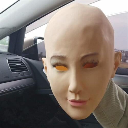 Realistic Sexy Female Face Mask Latex Sunscreen Mask Beauty Women Skin Masquerade Masks Transgender Half Covered Mask Role Play