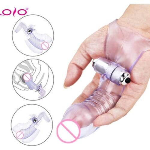 OLO Silicone Finger Sleeve Powerful Vibrator G Point Stimulation Waterproof Compact Massager Vibrating Dildo Sex Toy Exotic