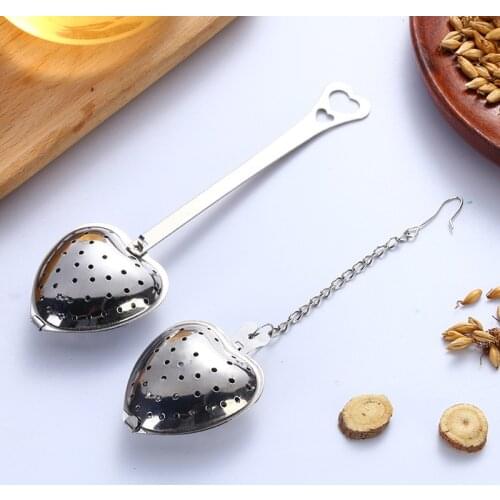 1PCS Heart Shaped Tea Infuser Stainless Steel Spoon Strainers Herb Spice Filter Reusable Tea Colander Gadget Kitchen Accessories