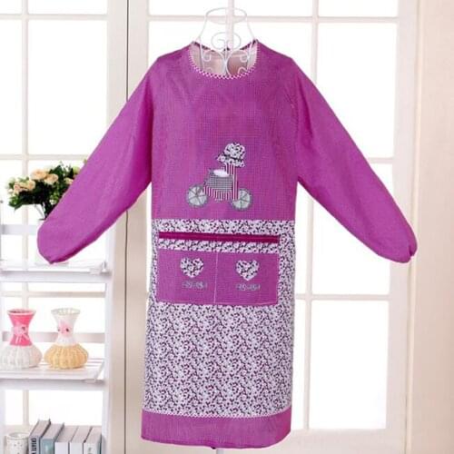 Modern Style Cotton Blend Long Sleeve Apron Kitchen Coffee Shop Baking Cooking Waiter Adult Bib Painting Pinafore