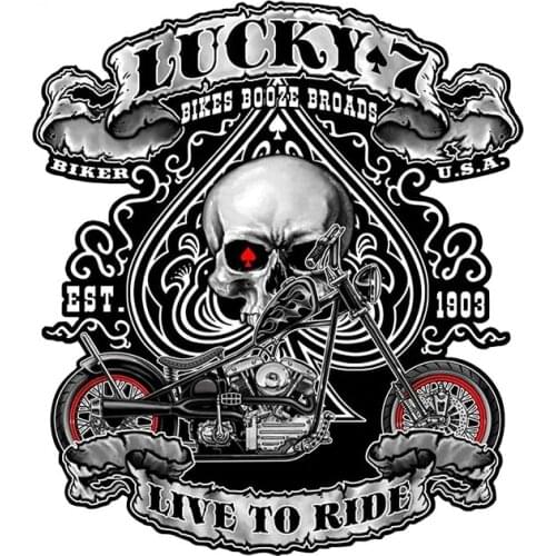 Lucky 7 Skull Graphics Car Sticker Windshield Bumper Motorcycle Helmet Decal High Quality Vinyl Cover Scratches Waterproof PVC