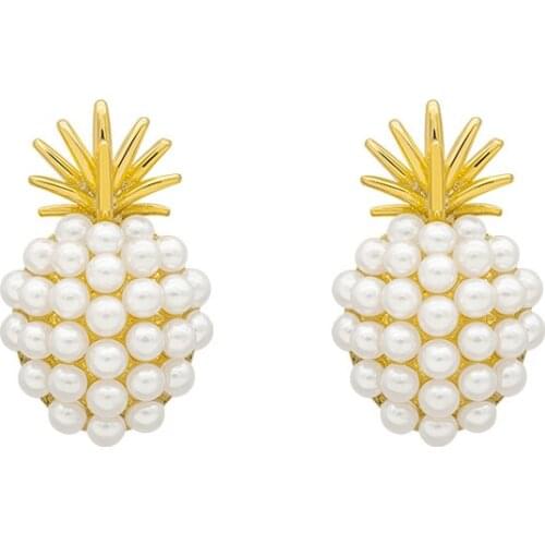 Серьги Stud Earrings Cute Creative Small Pearl Pineapple Earrings for Women Pendiente Hombre kolczyki bijoux femme