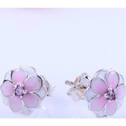 Magnolia pandora Earrings S925 Sterling Silver Temperament Earrings Magnolia Earrings Female