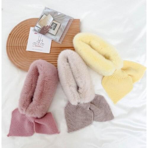 2020 Winter Fashion Baby Girls Cute Warm Plush Scarf Fashion Toddler Kids Soft Solid Color Knitted Windproof Neckerchief