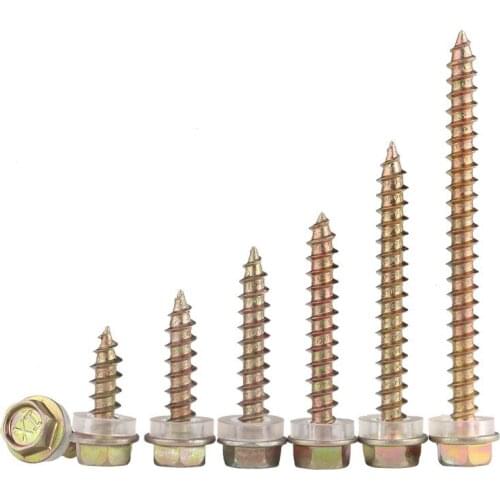 10/20pcs External Hex Screws With Washer Hexagon Bolt Nail for Woodworking Equipment Machinery Furniture Hardware Fasteners