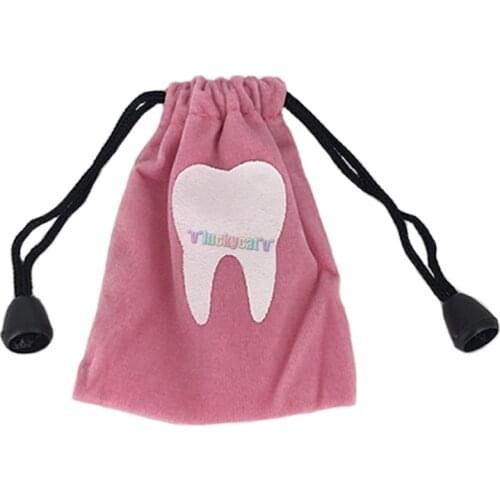 10pcs Small drawstring bag Dental clinic gift Deciduous teeth storage bag dental Gift Baby Primary Teeth Case Milk Teeth Bag