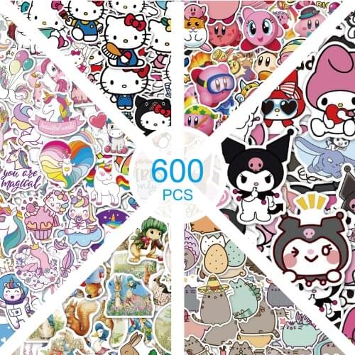 100pcs Sticker Hello Kitty Sticker Toys for Girls Kawaii Sticker Cute Sticker Pack Notebook Skateboard kuromi waterproof Sticker