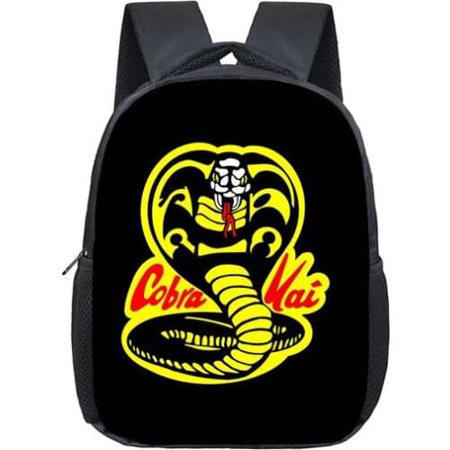 12Inch Cobra Kai Kindergarten Infantile Small Backpack for Kids Baby Cartoon School Bags Children Gift
