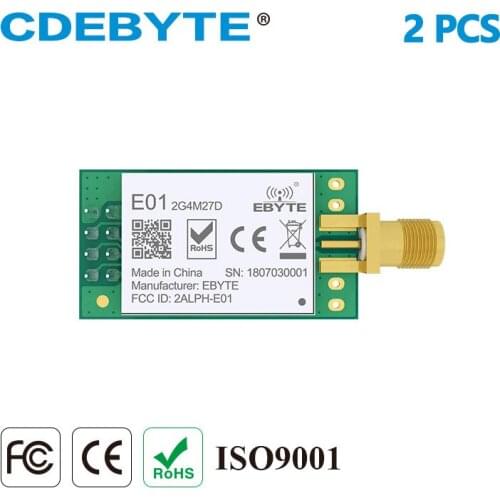 [US Warehouse]2PCS Ebyte E01-2G4M27D nRF24L01P 27dBm nRF24L01 PA LNA Long Range 2.4GHz SPI DIP IoT Module