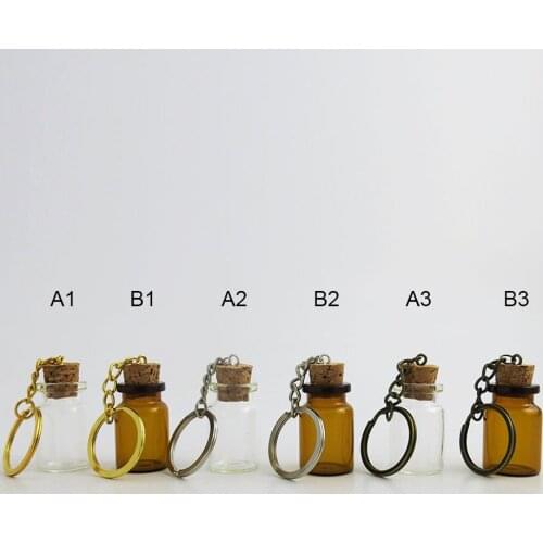 30 x 6ml Clear Cute Mini Small Glass Bottle Cork Pendant Vial Key Chain Adjustable For Wedding Gift Using Beautiful for Women