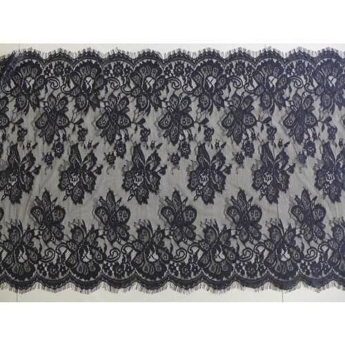 3M Soft French Chantilly Floral Eyelash Lace Fabric In Black for Mantilla, Lace jacket, Chapel Veil, Costume design