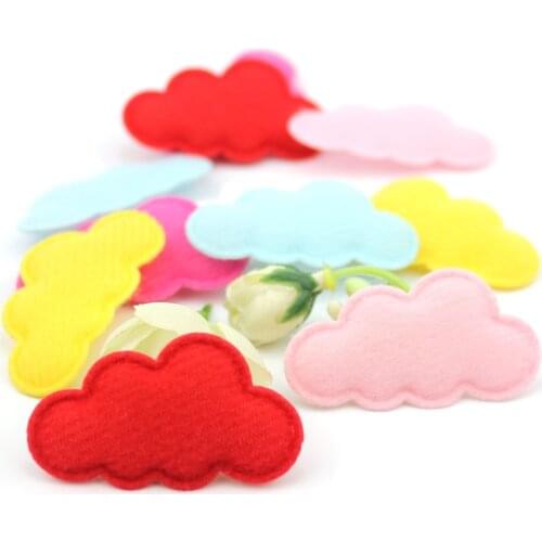 60Pcs 2.5*4.5cm Colorful Clouds Flower Padded Appliques for childrens crafts Headwear DIY kids Hairpin Ornament Decor wholesale
