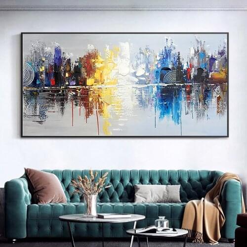 Abstract Cityscape Hand Painted Oil Painting On Canvas Modern Large Wall Art Paintings Handmade Oil Painting Home Decor Unframed