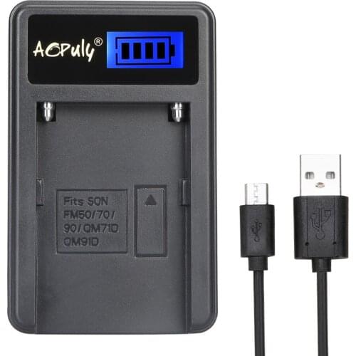 AOPULY Battery Charger NP-FM50 NP FM50 Camera Battery LCD USB Charger For Sony Alpha A100 DSLR-A100 A100K CCD-TRV408 DCR-PC105