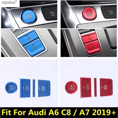 Car Console Gear Shift Engine Start Stop Circle Auto H Button Cover Trim Accessories Interior For Audi A6 C8 / A7 2019 - 2021