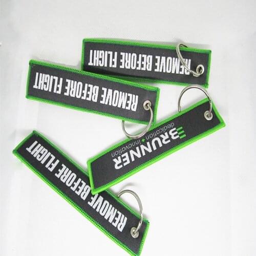Remove Before Flight Key Chain for Cars Fobs OEM Keychain Aviation Tag Embroidery Key Chains CREWDouble-sided embroidery Green